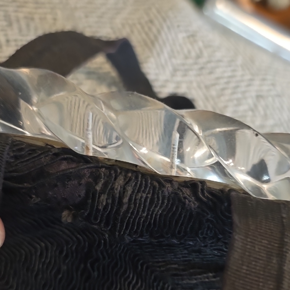 Clear Acrylic Handle Black Textured vintage  Bag